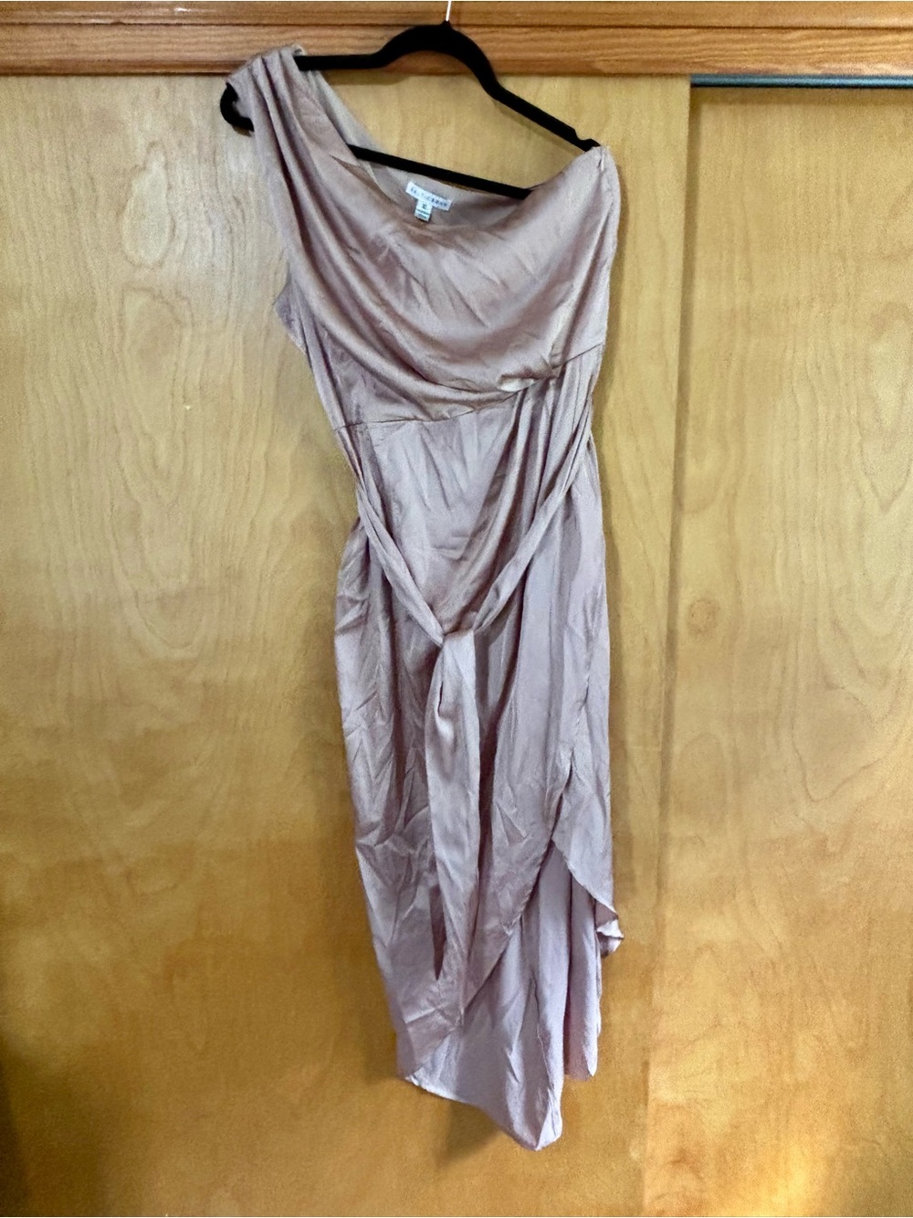 Baltic Born One-Shoulder Dusty Rose Draped Evening Dress